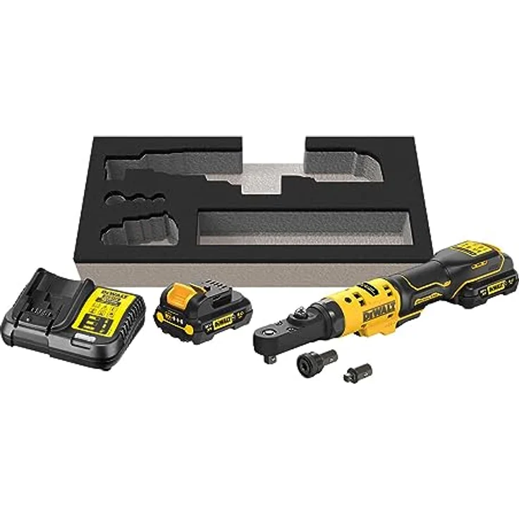 DeWALT Akku-Ratsche DCF500L2G-QW 12V 3Ah, Ratschenschlüssel 3/8 und 1/4 mit 75Nm max. Festdrehmoment, schwarz – Bild 1