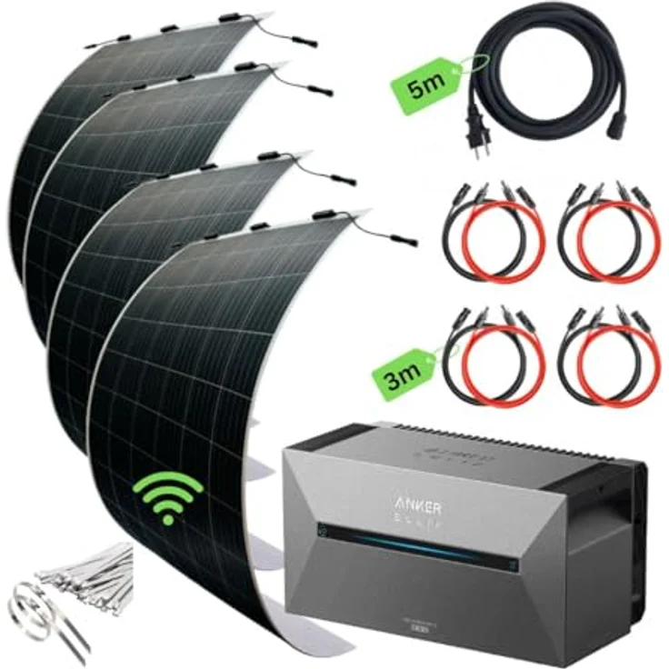 MyVoltaics Ultraleicht Balkonkraftwerk 1240 Watt mit Speicher 1,6 kWh, Südausrichtung: 900 kWh/Jahr, WLAN-Steuerung, ultraleichte Module, Schwarz – Bild 1