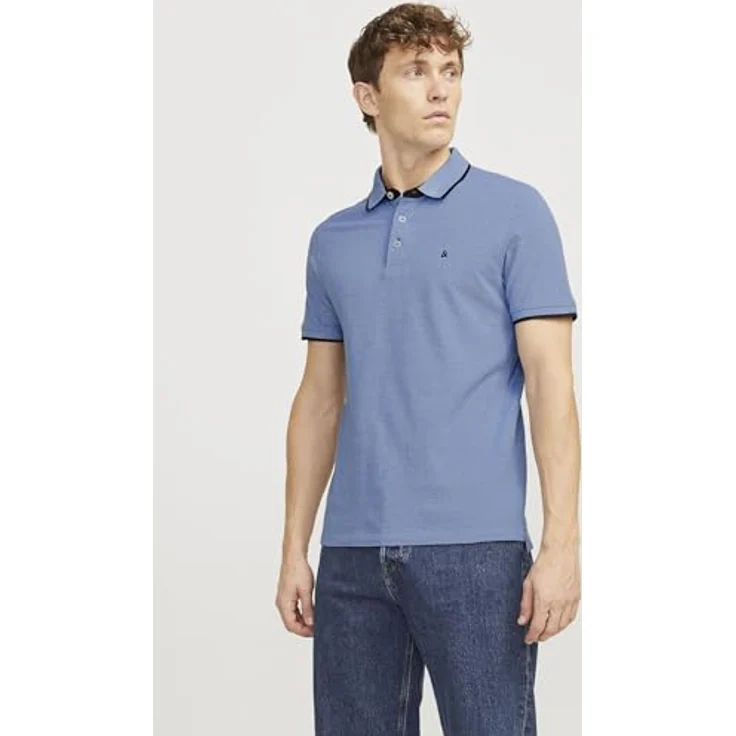Jack & Jones Poloshirt Paulos Polo in Blau, Sportlich-lässiges Shirt mit kontrastfarbenen Elementen – Bild 3