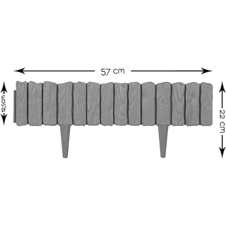 BooGardi Rasenkante Kunststoff Holzoptik 4 Farben 57cm x 12,5cm 5er/10er/20er Set · Grau 5er Set · Flexible Beeteinfassung · Beetumrandung Garten · Mähkante Raseneinfassung – Bild 3