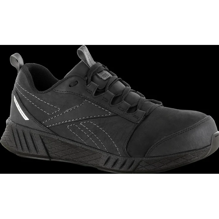 Reebok Sicherheitsschuhe S3 Fusion Formidable Low, schwarzes Leder, Gr. 37, atmungsaktives Nylonmesh, rutschfeste Gummisohle, metallfrei