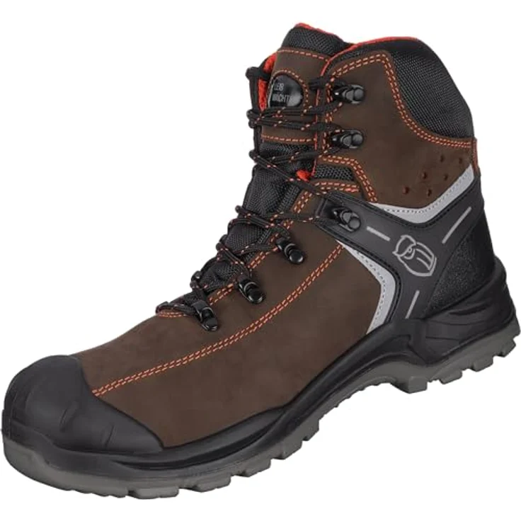 LEIBWÄCHTER L6310 Parma, niedrige Stiefel S3, braunes Crazy-Horse-Leder, mit Fiberglas-Zehenschutzkappe und PU-Überkappe, rutschhemmende Laufsohle – Bild 5