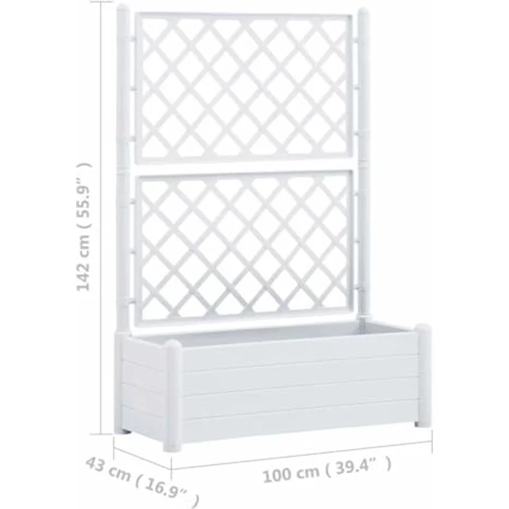 vidaXL Pflanzkübel mit Spalier 100x43x142 cm PP Weiß – Bild 4