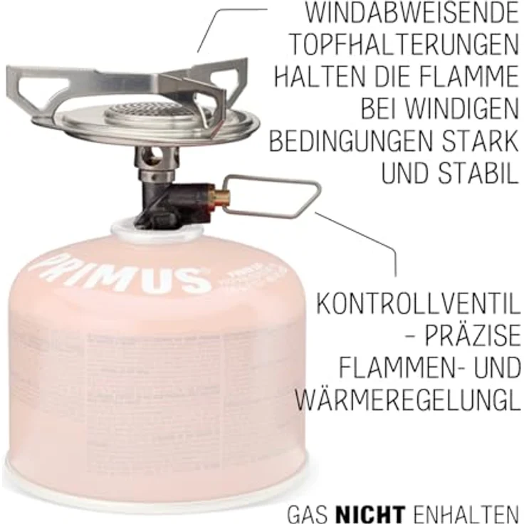 Primus Essential Trail Stove, Gaskocher mit Laminar Flow Brennertechnologie für 1-2 Personen, kompakt und standfest – Bild 3