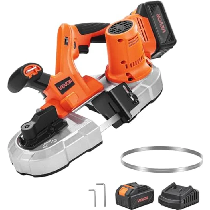 VEVOR 20 V Akku Bandsäge, 65 mm Schnitttiefe, bürstenloser Motor, 4000 mAh Akku, variable Drehzahl 0–192 m/min, ideal zum Schneiden von Metall und Holz – Bild 1