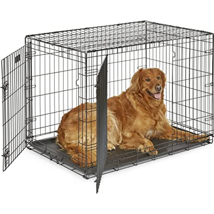 MidWest Homes for Pets iCrate Hundebox, verbessert mit Einzel- und Doppeltür, mit auslaufsicherer Bodenwanne, Bodenschutzfüße, mit Trenneinsatz und patentierten Funktionen – Bild 1