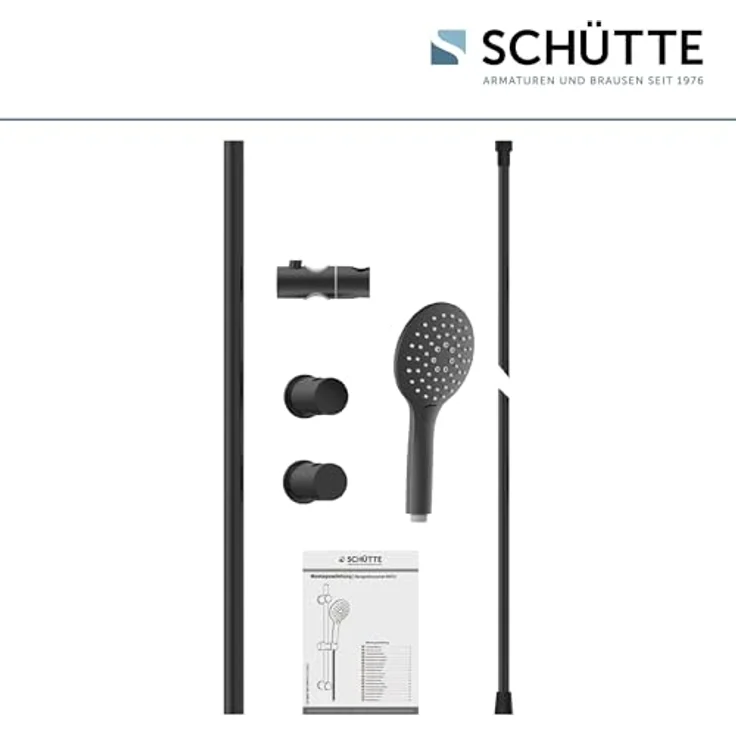 Schütte Brausegarnitur RAVEN, Höhe 70 cm, 3 Strahlart(en), Regendusche, mit Schlauch und Halterung, Wellness-Duschkopf, Schwarz – Bild 6
