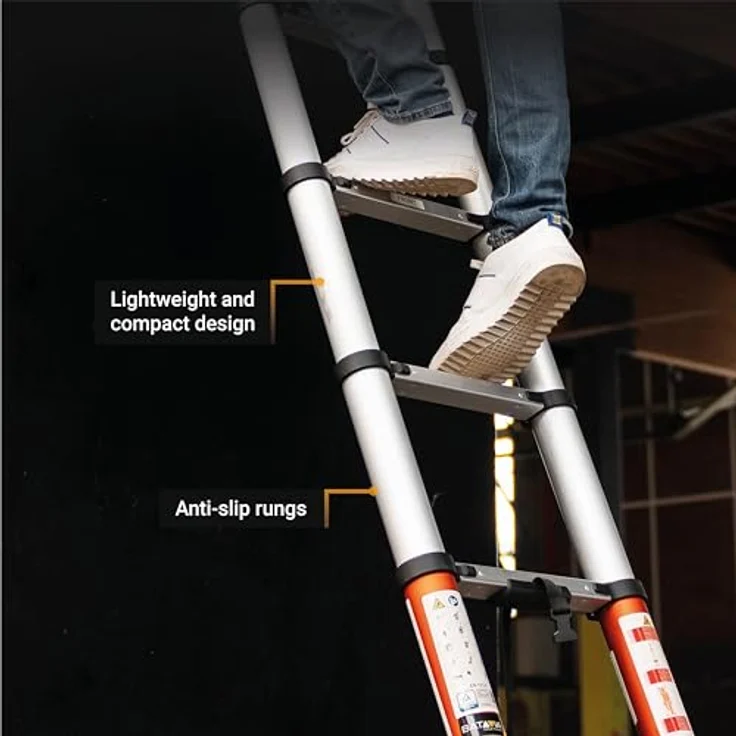 Batavia Giraffe Air Teleskopleiter 2,93 m, 9 Sprossen, Arbeitshöhe 370 cm, Aluminium, Soft-Close-Technologie – Bild 6