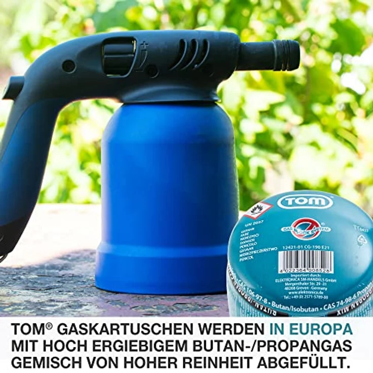 TOM Gaskartuschen CG-190, Butangas Kartuschen 190 g mit Sicherheitsventil, ideal für Campingkocher, Lötbrenner und Abflämmgerät, 6 x, 12 x oder 48 x Varianten erhältlich – Bild 4