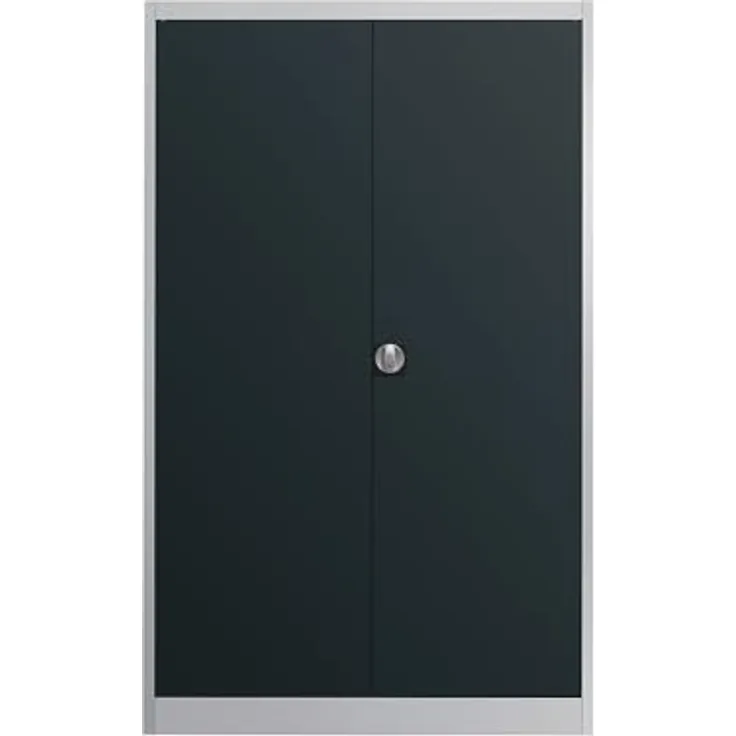 Flügeltürenschrank H2200xB1200xT420mm lichtgrau-grau 5BD m.Höhenausgleich MAUSER