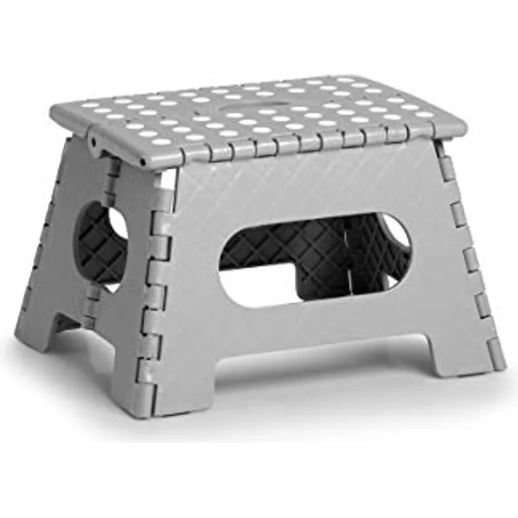 Zeller Klapphocker grau, 35 x 22 x 18 cm, Kunststoff, rutschhemmend, gummierter Stand