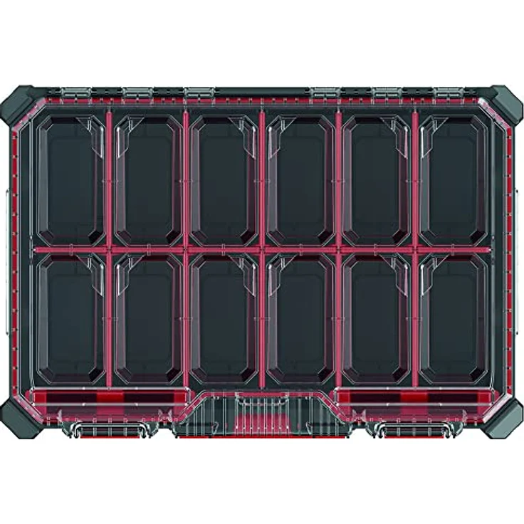Prosperplast Werkzeugkoffer Kistenberg Organizer X BLOCK BRIDGE KXBB5540S, Staubdicht und Wasserbeständig, transparentes Polycarbonat-Deckel, mit MSX-Organizer und Trennwänden, 543 x 368 x 122 mm – Bild 4