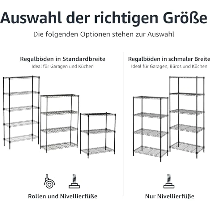AmazonBasics Lagerregal mit 5 Regalböden, bis zu 160 kg pro Regalboden, Schwarz – Bild 4