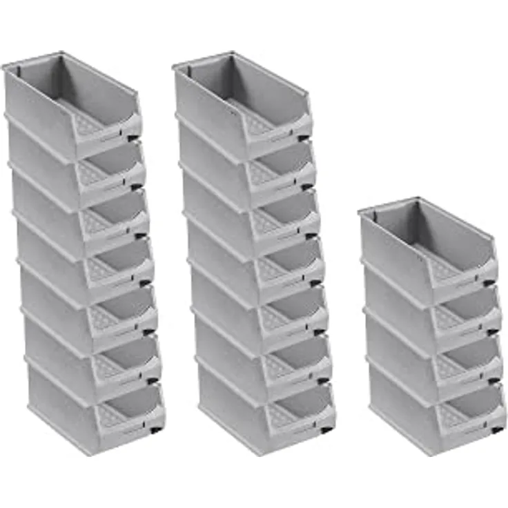 PROREGAL SuperSparSet 18x Graue Sichtlagerbox 4.0 | Robustes Polypropylen, 7,2 Liter, Stapelbar und Temperaturbeständig