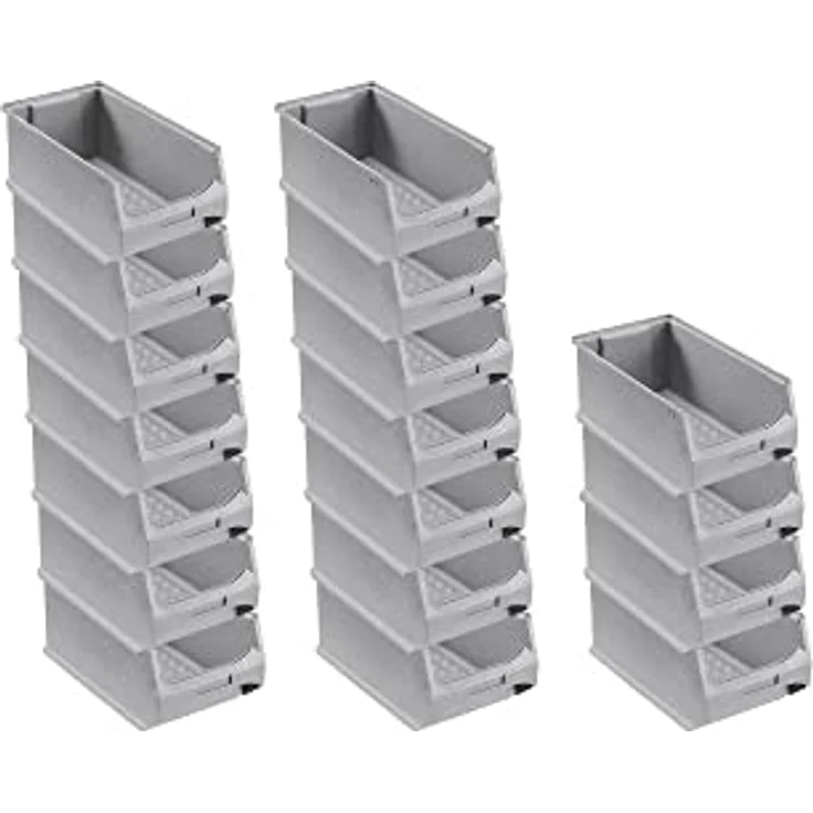 PROREGAL SuperSparSet 18x Graue Sichtlagerbox 4.0 | Robustes Polypropylen, 7,2 Liter, Stapelbar und Temperaturbeständig – Bild 1