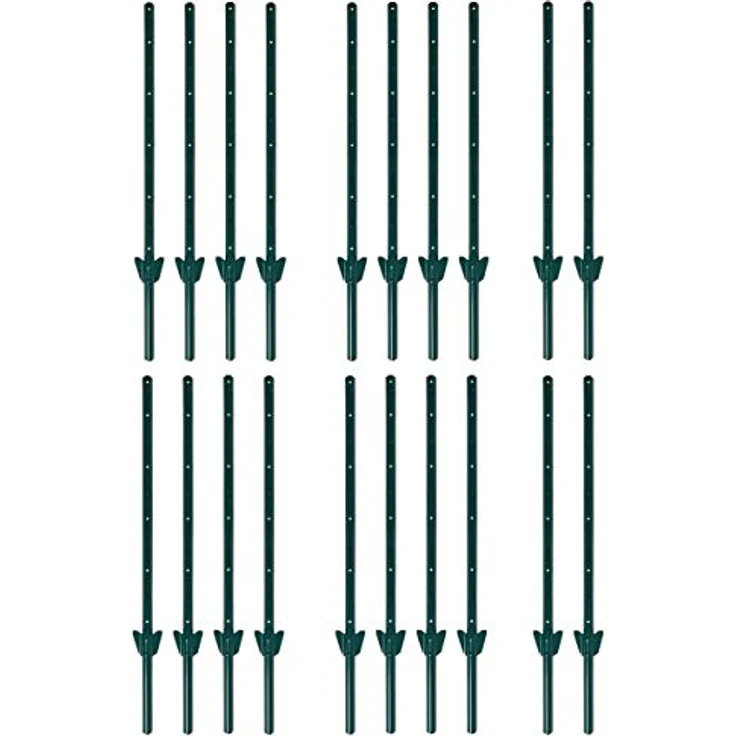 ESTEXO Zaunpfosten 107 cm, 20er Set Zaunanker aus verzinktem Stahl, Grün RAL 6005 – Bild 1