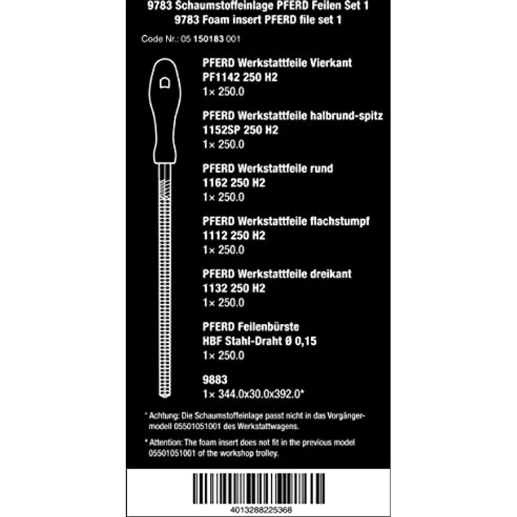 Wera 9783 Schaumstoffeinlage PFERD Feilen Set 1, 6-teilig – Bild 3