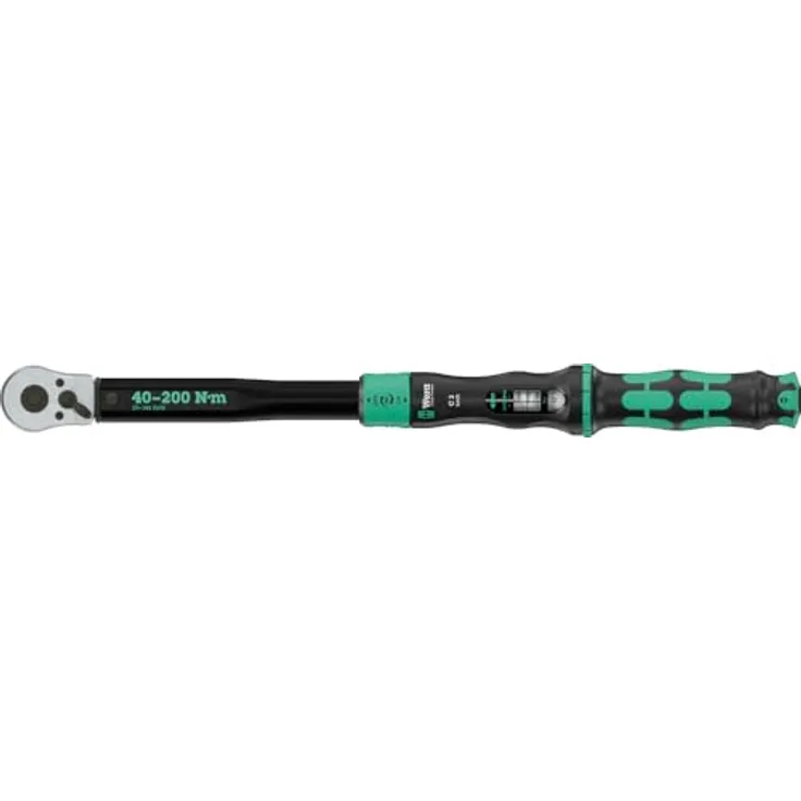 Wera Click-Torque Lock C 3, einstellbarer Drehmomentschlüssel mit Umschaltknarre, 1/2", 40-200 Nm, präzise Auslösung