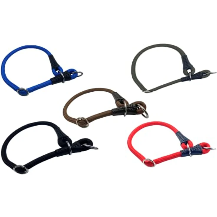 MediMuc Soft Cord Hundehalsband, Zugstopper, Nylon Halsung, schwarz, S - 45cm, robust, wetterfest, textilverstärkt, Leder-Endkappen – Bild 4