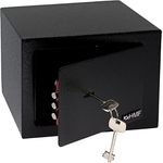 HMF 49216-02 Safe Tresor klein mit Schlüssel, Möbeltresor | 23 x 17 x 17 cm | Schwarz