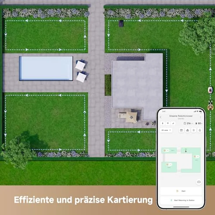 DREAME Intelligenter Mähroboter A1 Pro, Drahtloser Umfang Mähroboter, App-Steuerung, OmniSense™ Technologie, Intuitive Zonenverwaltung, Intelligente Hindernisvermeidung, Offroad-Reifen - DREAME – Bild 3