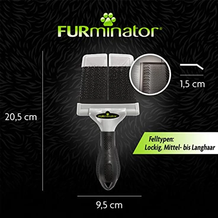 Furminator Zupfbürste Größe L hart - große Bürste mit harten Borsten für Hunde und Katzen mit lockigem, mittellangem oder langem Fell, grau – Bild 4