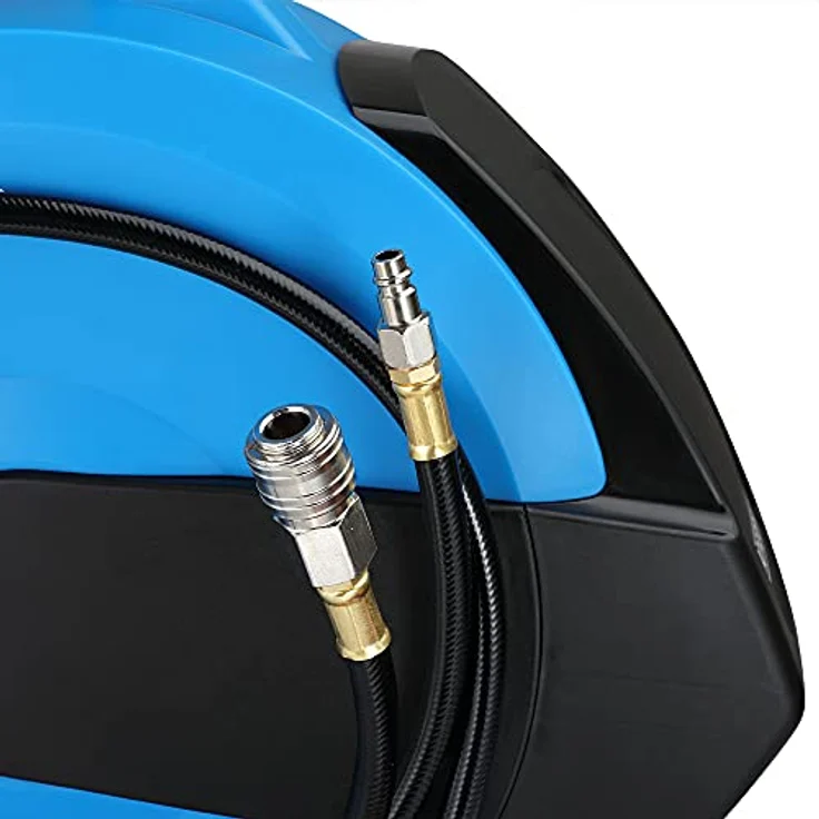 Deuba Automatik Schlauchtrommel 20m, Druckluftschlauch mit 1/4" Anschluss, abnehmbare Wandhalterung, PVC, drehbar 180° – Bild 9