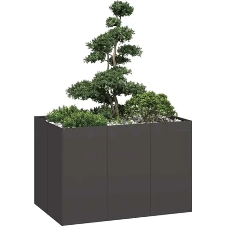 vidaXL Pflanzkübel Schwarz 120x80x80 cm Stahl, Hochbeet mit viel Platz und erhöhter Stabilität – Bild 4