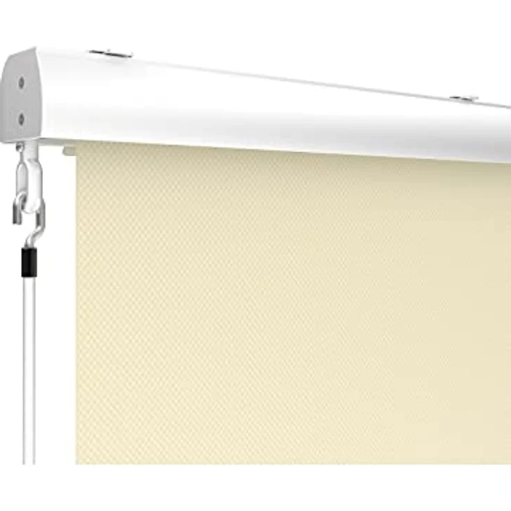 Grindi - Senkrechtmarkise Außenrollo Balkonrollo, Sonnenschutz und Sichtschutz, Handkurbelmechanismus, mit Kurbel Markisenkasten, für Balkon, Terrasse, Garten - 160x250 - Solano II, beige – Bild 3