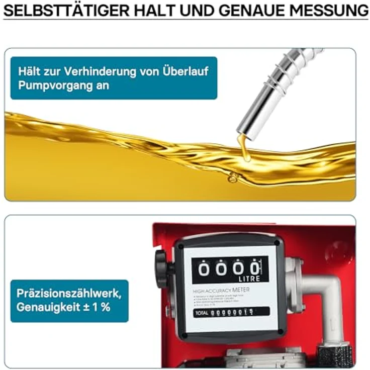 WilTec - Bio Dieselpumpe Heizölpumpe selbstansaugend 230V-750W 80l-min automatische Pistole Umfüllpumpe – Bild 4