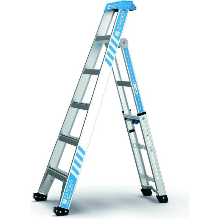 Zarges Vielzweck-Stufen-Leiter MultiMaster 5, bis AH 3,70m, 5 Modi, ergonomisch, mit magnetischem Fach und Safer Step Technology