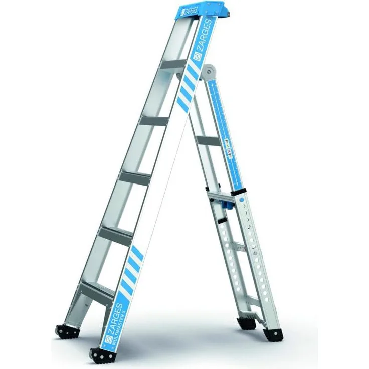 Zarges Vielzweck-Stufen-Leiter MultiMaster 5, bis AH 3,70m, 5 Modi, ergonomisch, mit magnetischem Fach und Safer Step Technology