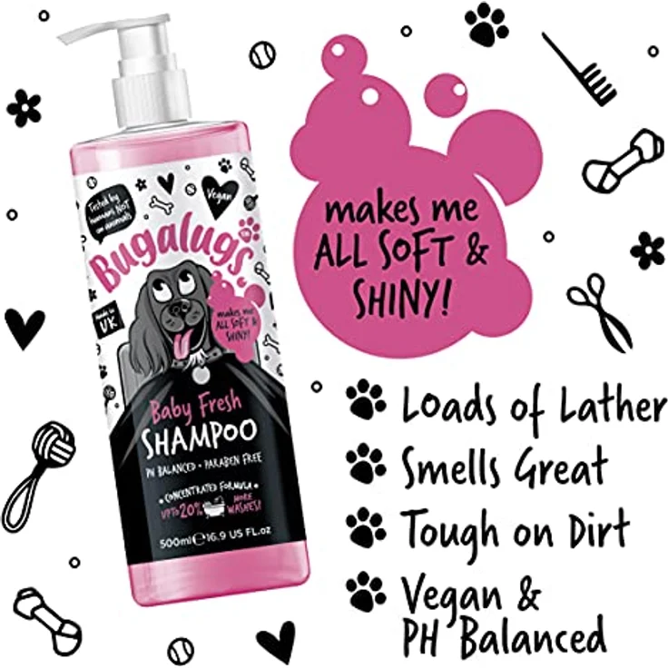 Bugalugs Tiershampoo Baby Fresh, pH-neutrales Hundeshampoo mit langanhaltendem Duft, 500 ml, vegan, Lake District – Bild 2