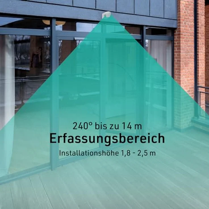 Oktaplex lighting Eva Bewegungsmelder, Außen-IP65, 240 Grad, 14 m Infrarot Sensor mit Eckhalterung, weiß – Bild 3