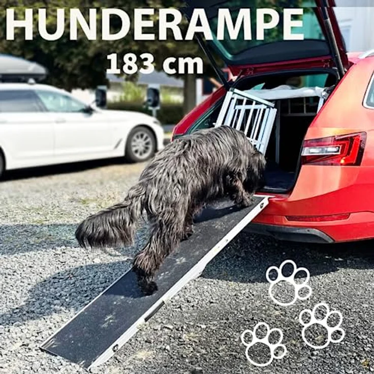 Hunderampe Hundetreppe Auto Kofferraum Treppen Rampe Einstiegshilfe für Hunde Klappbar Aluminium Auswahl Längen 183 cm Petigi – Bild 2