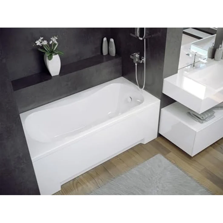 KOLMAN Badewanne ARIA Rechteck 140x70 cm, 126 Liter, Premium Acryl mit Acrylschürze, Ablaufgarnitur und Füßen, reinweiß, Made in EU – Bild 2