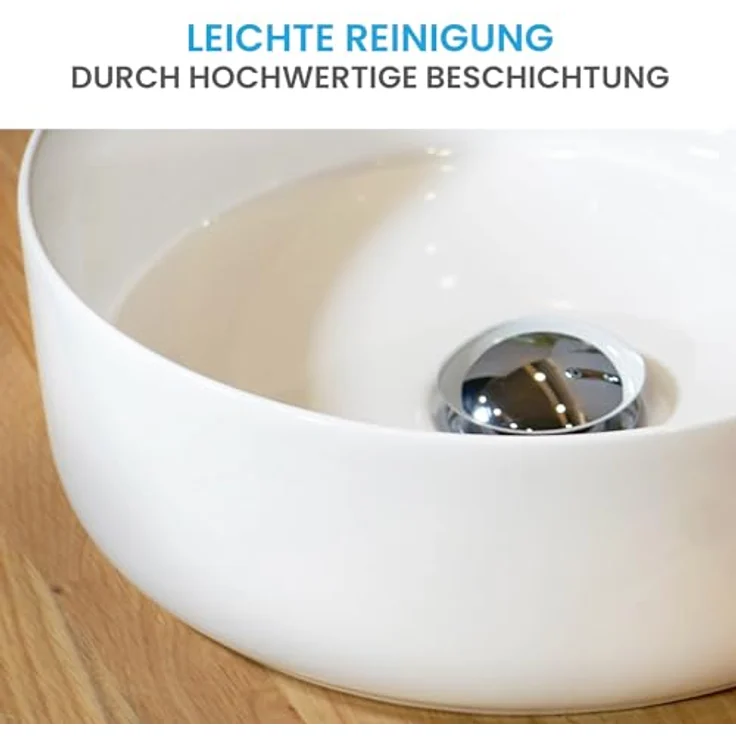 Bächlein Aufsatzwaschbecken Tamula, rundes Waschbecken aus hochwertiger Sanitärkeramik, strahlend weiß – Bild 4