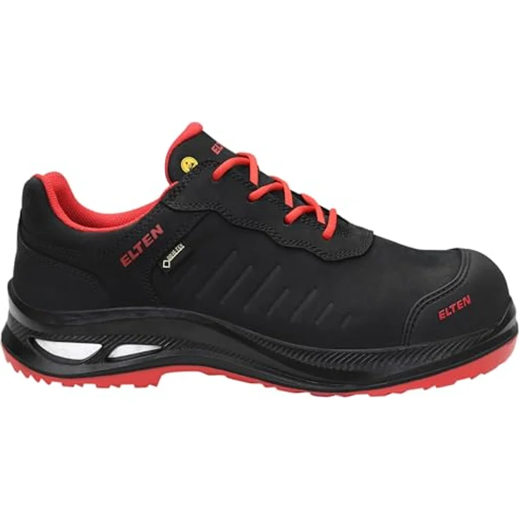 ELTEN Sicherheitsschuhe STEWART XXG PRO GTX, Sicherheitshalbschuhe S3 HI CI ESD, Nubukleder, schwarz-rot, Größe 43 – Bild 2