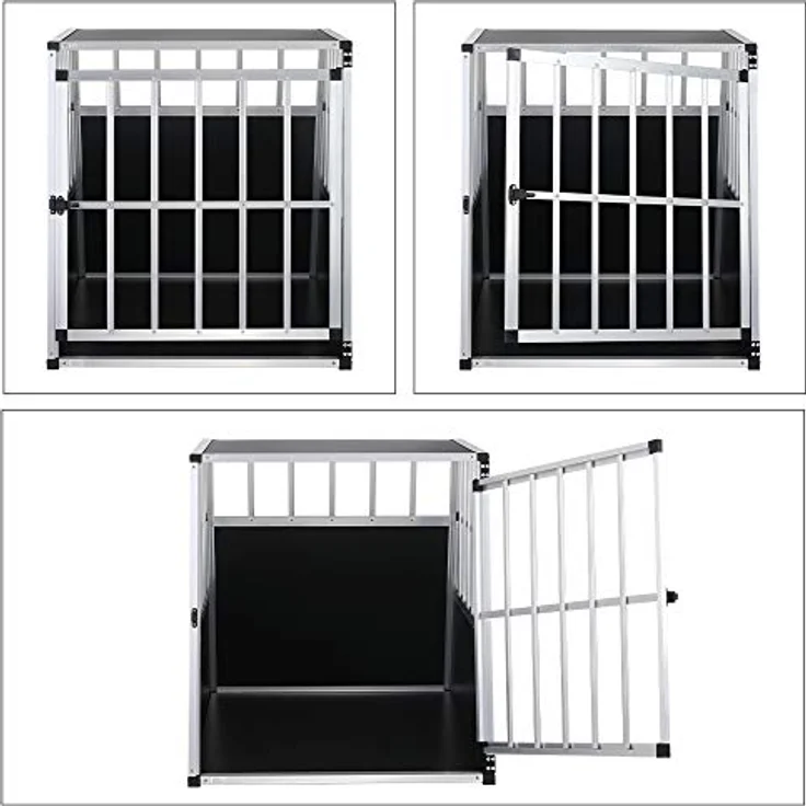 CADOCA® Hundetransportbox Aluminium Hundebox Kofferraum robust verschließbar trapezförmig L 66x90x72cm Reisebox Autobox Tiertransportbox – Bild 5