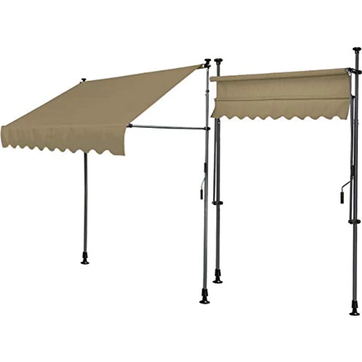QUICK STAR Klemmmarkise 200x130cm Beige Balkonmarkise Sonnenschutz Terrassenüberdachung Höhenverstellbar von 200-290cm Markise Balkon ohne Bohren – Bild 4