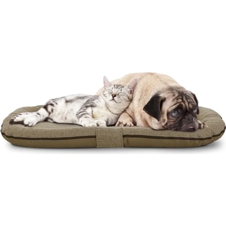 Sleezzz Petzzz Hundekissen Balou, Wendekissen mit edlem Kunstleder und Webstoff, 80 x 55 x 10 cm, M, Grau – Bild 3