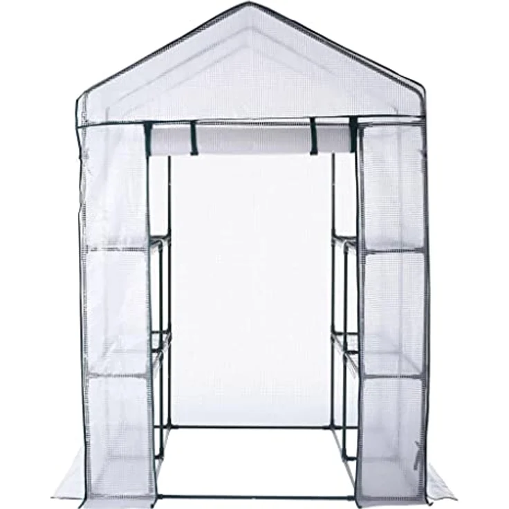 HI Gewächshaus mit 8 Ablagen 140x140x200 cm Transparent – Bild 3