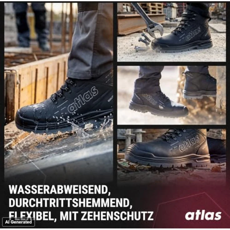 Atlas Sicherheitsstiefel MAX 500 PRO S3 ESD, ergonomisch, atmungsaktiv, Gr. 37, schwarz – Bild 4