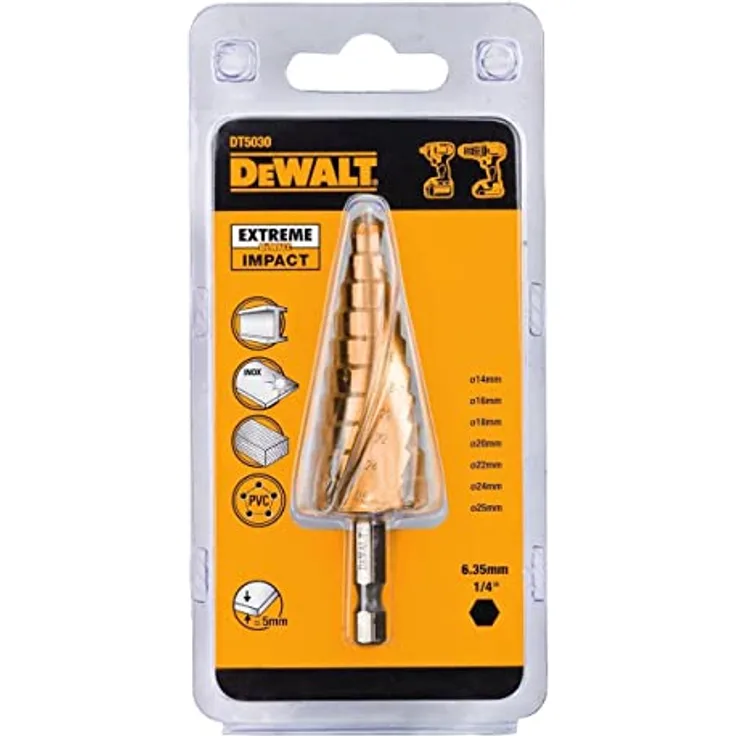 DEWALT DT5030-QZ Stufenbohrer HSS-G, Durchmesser 14-25mm, Metallbohrer