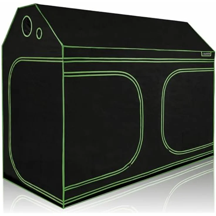 HIGHWERK MyHomeGrow Growzelt 240 x 120 x 180 cm, lichtdicht schwarz-grün, für Dachschräge, mit wasserdichtem Bodeneinsatz und 95% Lichtreflektion – Bild 3