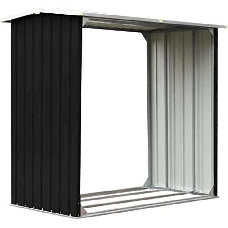 vidaXL Brennholzlager Kaminholzunterstand Brennholzregal Brennholzunterstand Kaminholzständer Holzlager Verzinkter Stahl 172x91x154cm Anthrazit – Bild 1