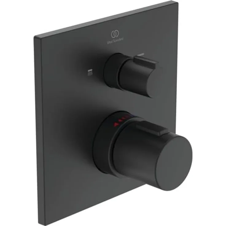 Ideal Standard Badethermostat Ceratherm C100, Unterputzarmatur mit Silk Black Oberfläche, Eco-Einstellung und Heißwassertemperaturbegrenzer