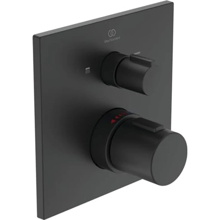 Ideal Standard Badethermostat Ceratherm C100, Unterputzarmatur mit Silk Black Oberfläche, Eco-Einstellung und Heißwassertemperaturbegrenzer – Bild 1