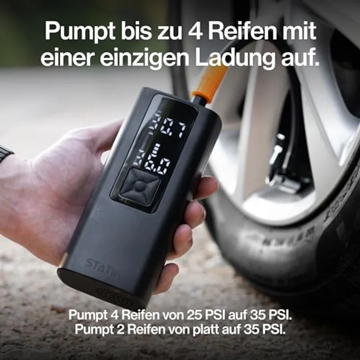 STATIK TireHero Tragbarer Luftkompressor – 150 PSI, Elektrische Luftpumpe für Reifen, Bälle, Fahrräder, Paddleboards, mit integrierter Taschenlampe und Notfall-Ladefunktion – Bild 3