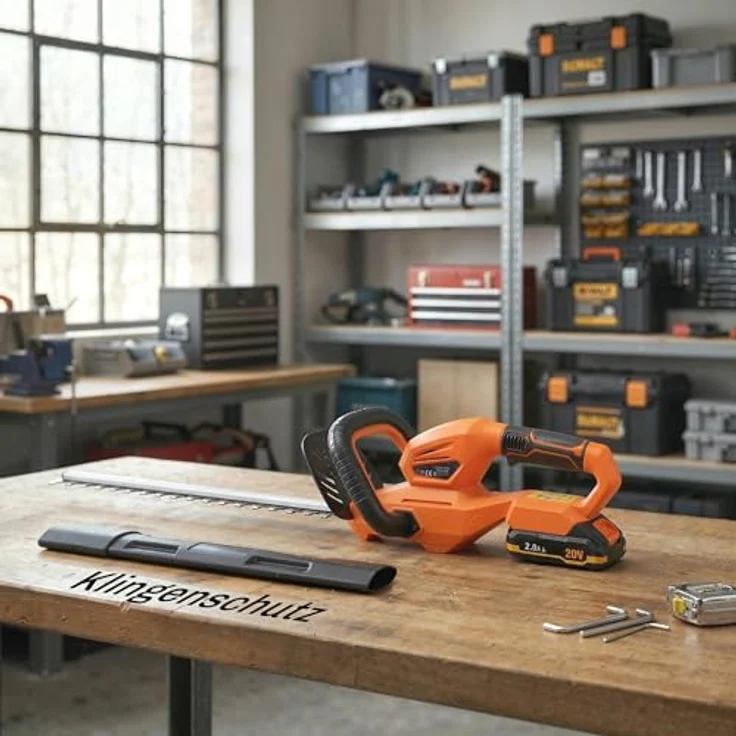 Outsunny Elektro Heckenschere, Akku Elektrischer Heckenschneider mit 100 W Motor, 51 cm doppelseitige Klinge, Orange, inkl. 2000-mAh-Akku und Ladegerät – Bild 9